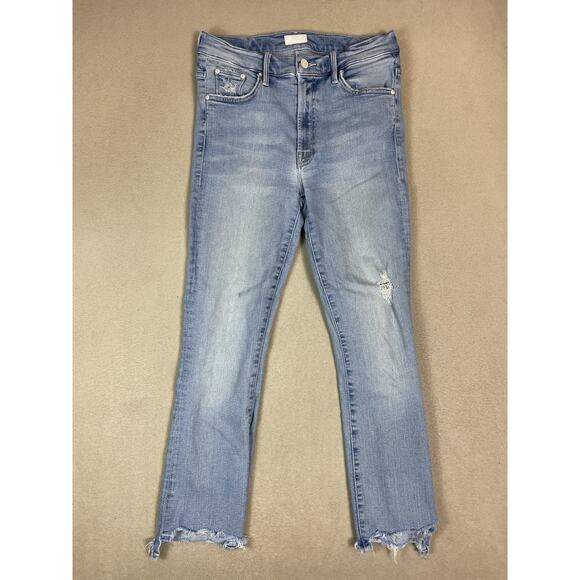 Mother Jeans Womens 27 Blue The Insider Crop Step Chew Mid Rise Stretch Denim - Picture 1 of 16